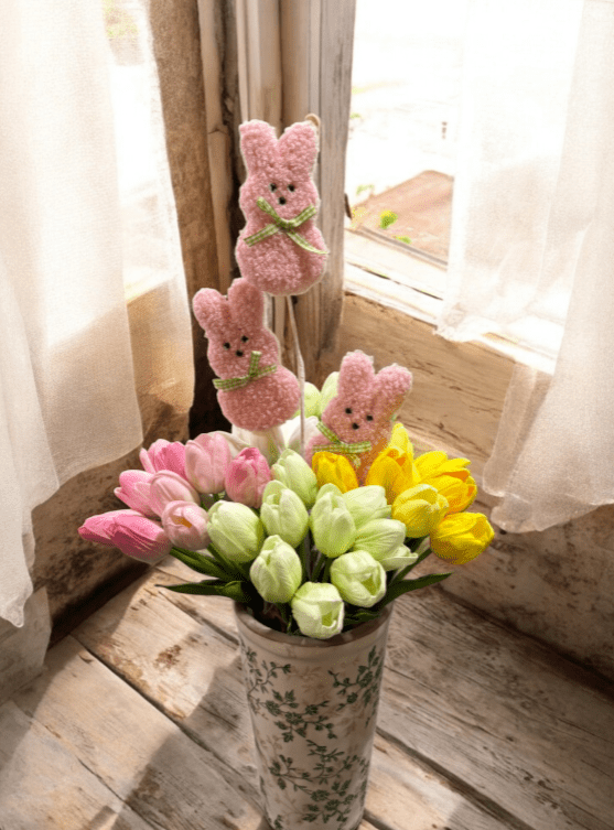 24" Easter Bunny Spray | Artificial Spring Decoration, Cute Bunny Decor for Easter Holidays & Home Decor - Nifty Decor & More