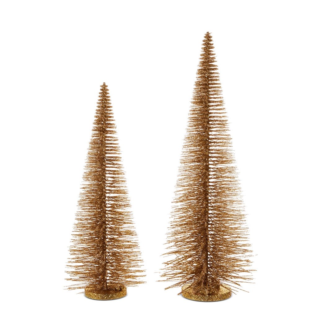 24.5" Gold Bottle Brush Trees - Nifty Decor & More