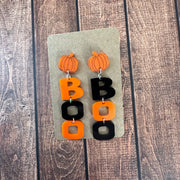 Boo Acrylic Earrings Halloween Pumpkin BOO  