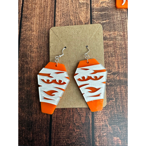 Halloween Acrylic Earrings Halloween Mummy - Orange  