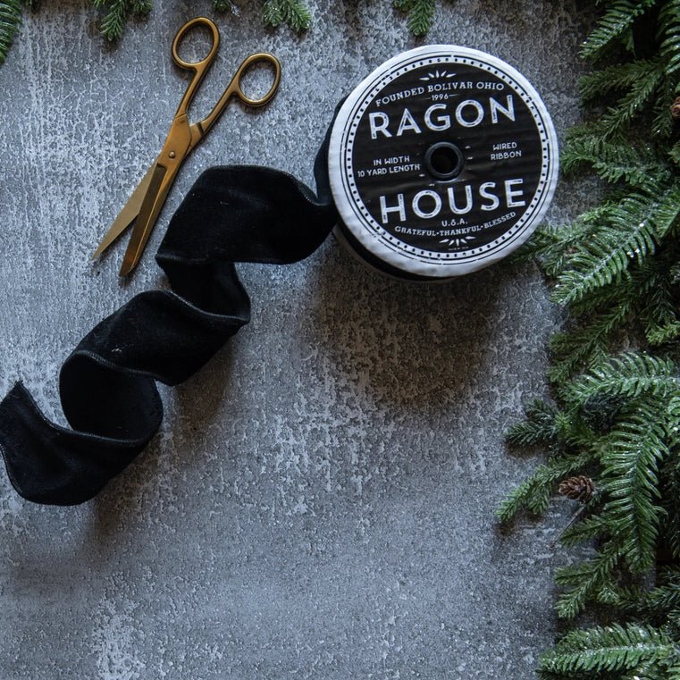 2.5" Black Velvet Wired Ribbon - Nifty Decor & More