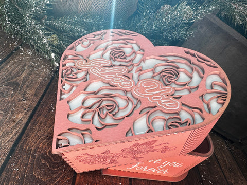 I Love You - Heart shaped box | Valentine wood box Pink