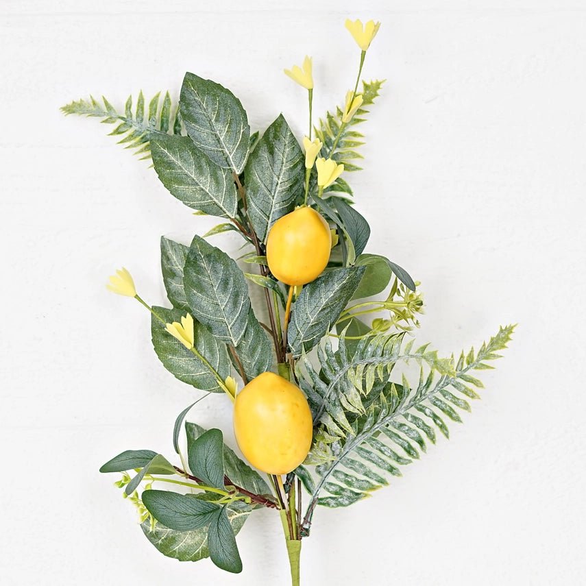 25in Spray - Lemon W.Daisy and Flocked Salal Leaves - Nifty Decor & More