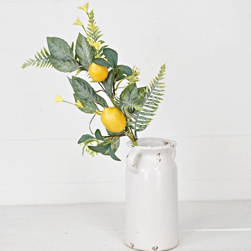 25in Spray - Lemon W.Daisy and Flocked Salal Leaves - Nifty Decor & More