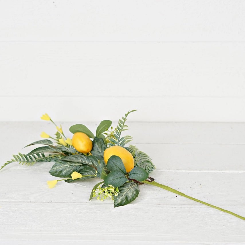 25in Spray - Lemon W.Daisy and Flocked Salal Leaves - Nifty Decor & More
