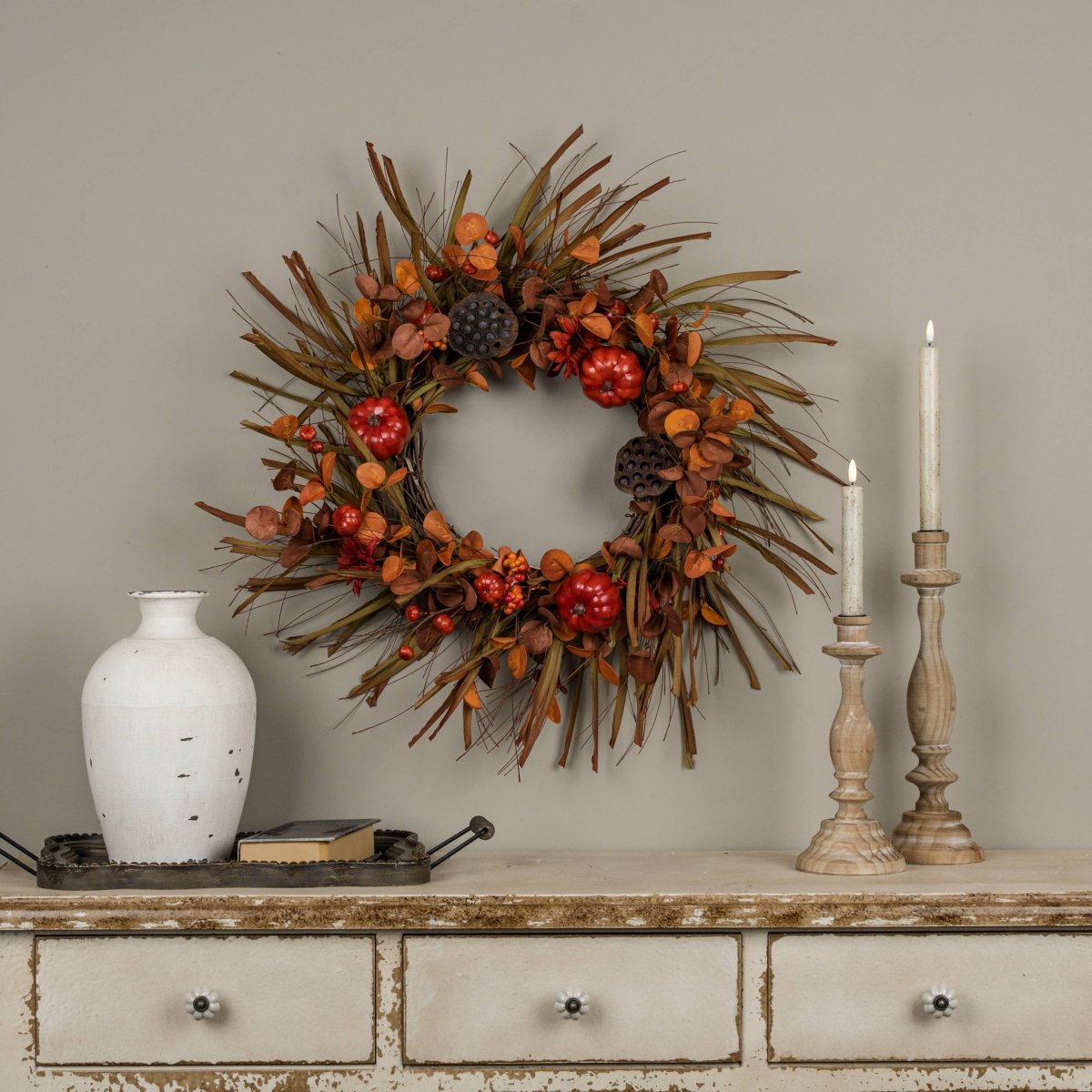 26" MIXED HARVEST WREATH - Nifty Decor & More