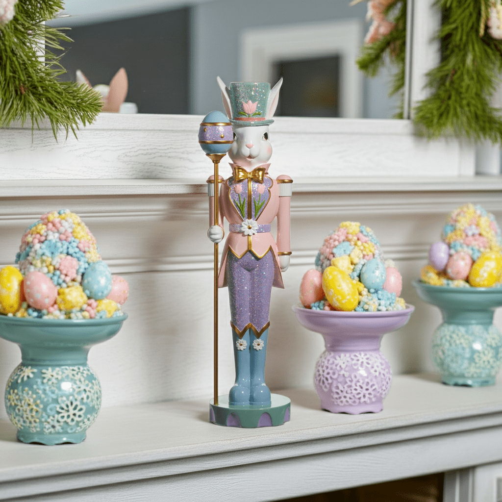26" Pastel Easter Bunny Nutcracker - Nifty Decor & More