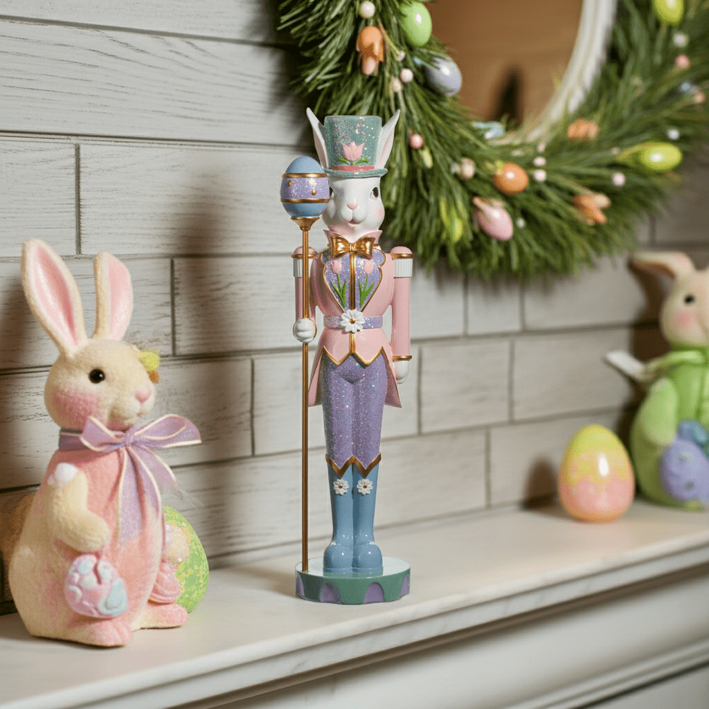 26" Pastel Easter Bunny Nutcracker - Nifty Decor & More
