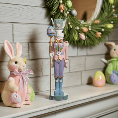 26" Pastel Easter Bunny Nutcracker - Nifty Decor & More