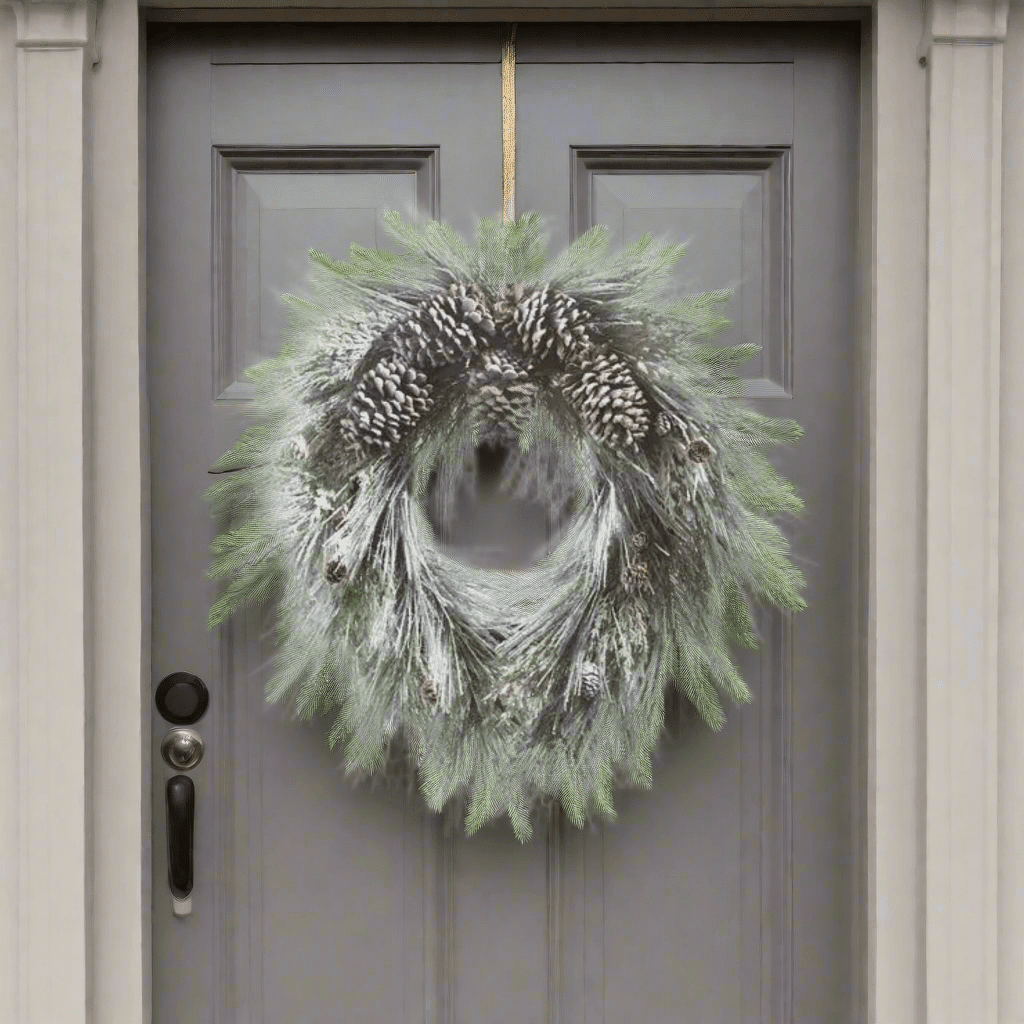 26" Snowy Long Needle Pine and Pinecone Wreath - Nifty Decor & More