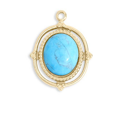 Preppy western charm bar necklace, 18K gold PVD finish, meaningful gift for her, stylish accessory Turquoise Pendant