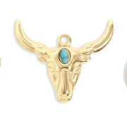 Preppy western charm bar necklace, 18K gold PVD finish, meaningful gift for her, stylish accessory Skull