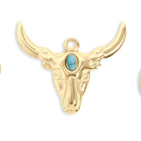 Preppy western charm bar necklace, 18K gold PVD finish, meaningful gift for her, stylish accessory Skull