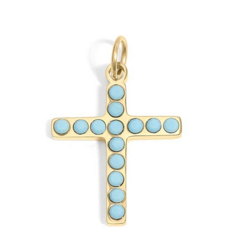 Preppy western charm bar necklace, 18K gold PVD finish, meaningful gift for her, stylish accessory Cross
