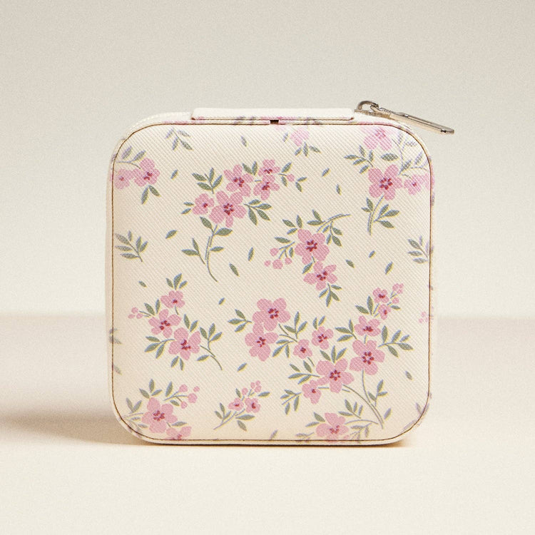 Stylish Boho-Chic Keepsake for Trendy Travelers, Travel Size Jewelry Case, Must-Have Gift for Glam Girls on the Move, Travel Jewelry Box Jewelry Pink Flower