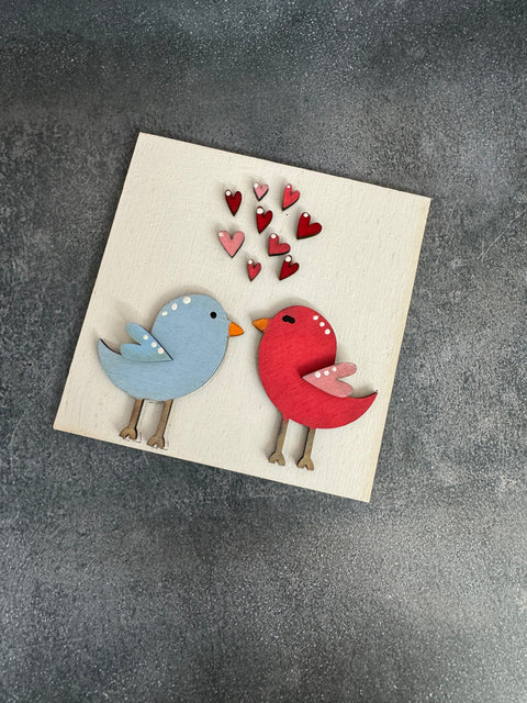 Mini Valentine Leaning Sandwich Board Tiles Interchangeable Add On Love Birds  