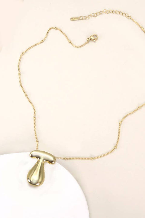 STAINLESS STEEL BALLOON BUBBLE INITIAL NECKLACE | 40NK316 T
