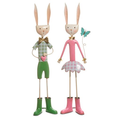 28" Spring Gingham Bunny | Metal Easter Decor for Home | Springtime Decoration | Cute Bunny Accent for Easter Festivities - Nifty Decor & More