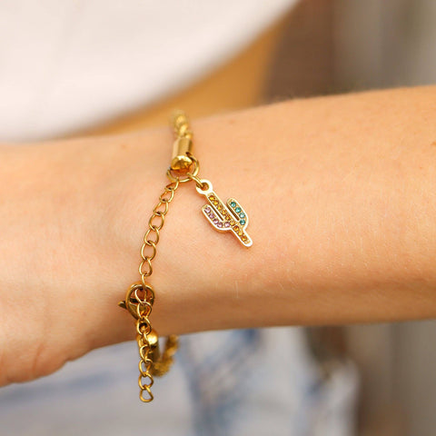 Preppy western charm bar necklace, 18K gold PVD finish, meaningful gift for her, stylish accessory