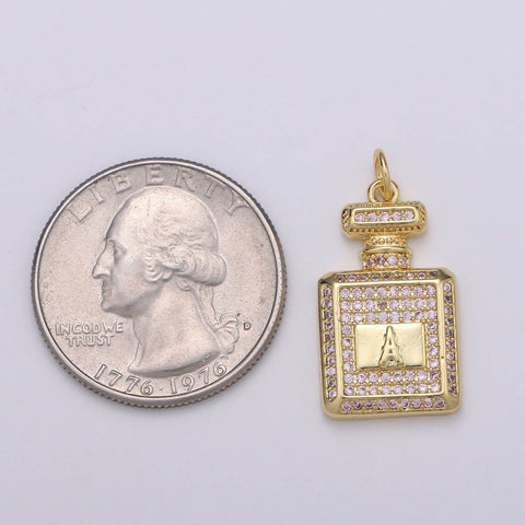 Dainty perfume Bottle Charm, Micro Pave Bottle Charm for Necklace Bracelet Earring Component Jewelry Making Supply D-827 D-828