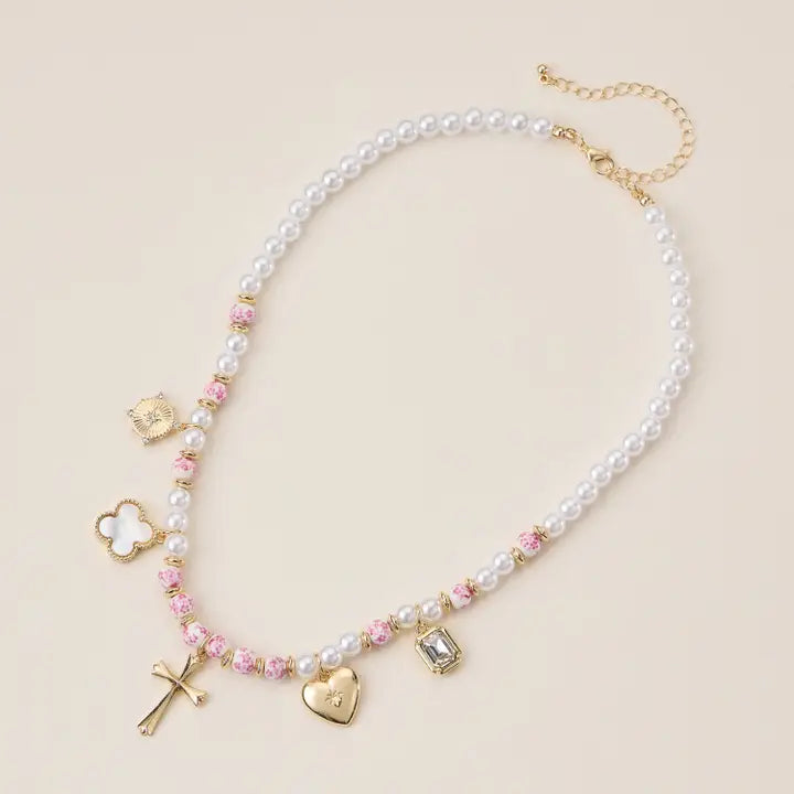Faith & Love Pearl Ceramic Mixed Necklace