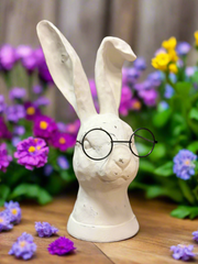 RAZ 10.75" Rabbit with Glasses - Charming Resin Rabbit Figurine for Home Decor & Vintage Collectible