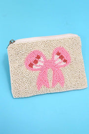 Croquette Seed Bead Coin Purses, Bow, Checker & Western Print, Perfect Small Wallet for Her, Preppy and Trendy coin purse Bow Ribbon Rainbow
