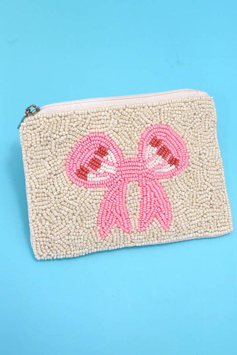 Croquette Seed Bead Coin Purses, Bow, Checker & Western Print, Perfect Small Wallet for Her, Preppy and Trendy coin purse Bow Ribbon Rainbow