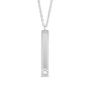 Paw Print Cutout Vertical Stainless Steel Bar Necklace