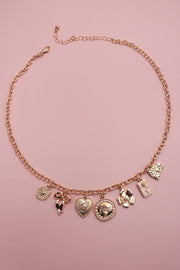 Preppy Charm Necklace Bow Love Heart Flower, croquette inspired design, wearable art jewelry, ideal gift for girlfriends
