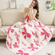 Cozy Ribbon Print Soft Throw Blanket, Chic Girly Design for Snuggling, Mother's Day Gift Idea, Coquette Style Home Decor
