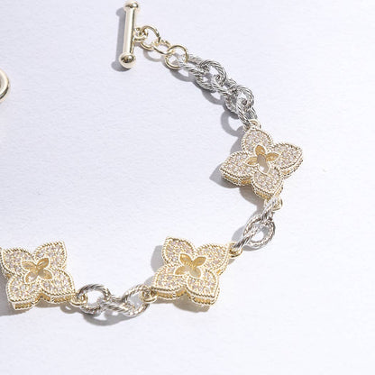 3 Clover Pave Clover Mop Link Bracelet