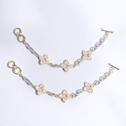 3 Clover Pave Clover Mop Link Bracelet