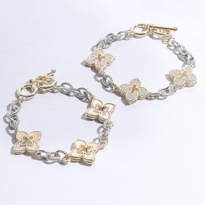 3 Clover Pave Clover Mop Link Bracelet