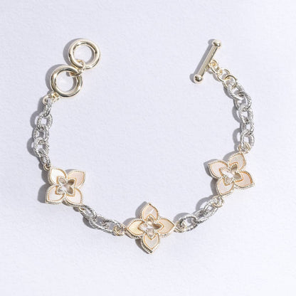 3 Clover Pave Clover Mop Link Bracelet BK ONE SIZE