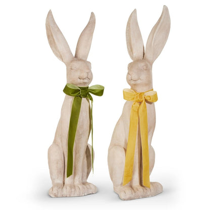 31.5" Concrete Look Rabbit with Bow - Nifty Decor & More