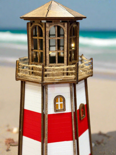 Lighthouse with Lights: Ocean Decor, Sea Life Inspired, Coastal Home Accent, Nautical Table Decoration, Beach House Decor