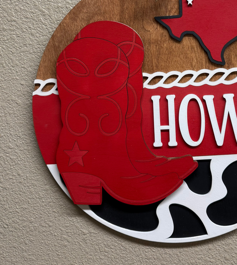 Howdy University Boots Door & Wall Decor - Stylish Western University Decor for School Spirit