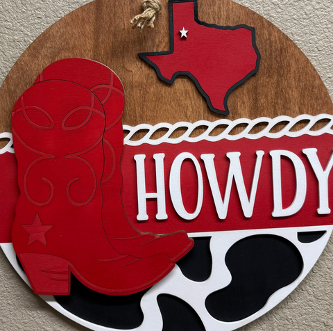 Howdy University Boots Door & Wall Decor - Stylish Western University Decor for School Spirit