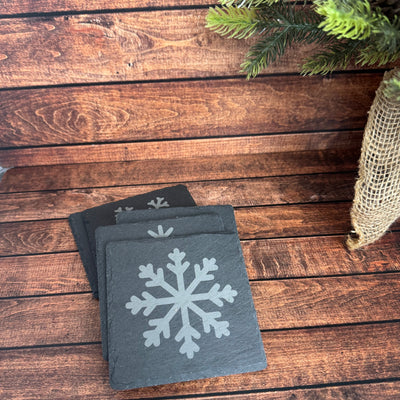 Snowflake Slate Coasters Christmas Coaster Set  