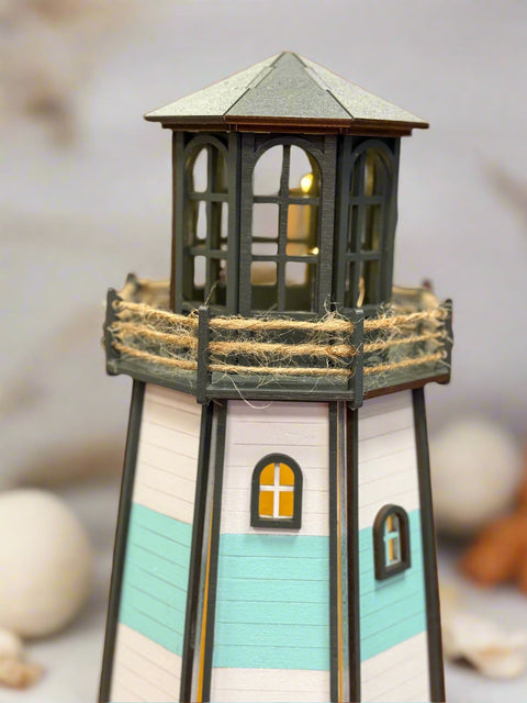 Lighthouse with Lights: Ocean Decor, Sea Life Inspired, Coastal Home Accent, Nautical Table Decoration, Beach House Decor