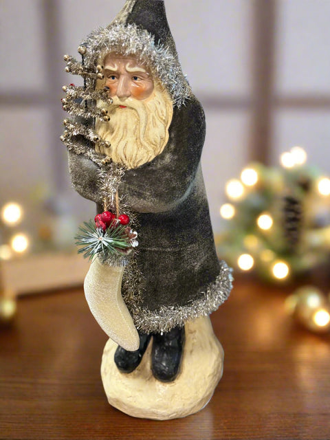 16.5" Charcoal Velvet Belsnickle Santa figurine
