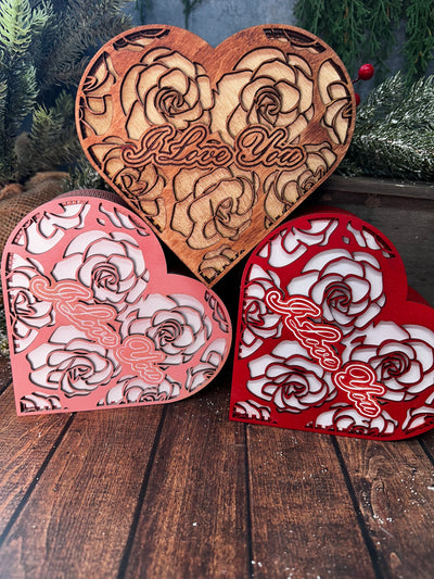 I Love You - Heart shaped box | Valentine wood box