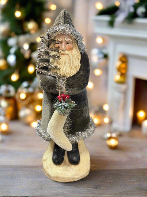16.5" Charcoal Velvet Belsnickle Santa figurine