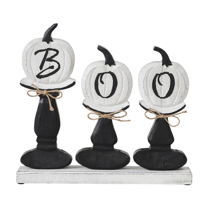 BOO Pumpkin Wood Tabletop Sign, 13.5" Halloween Decor