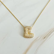 Crystal Bubble Initial Necklace, Sparkling Preppy Charm Necklace, Trendy Accessory for Women, Gift Idea Accessories E