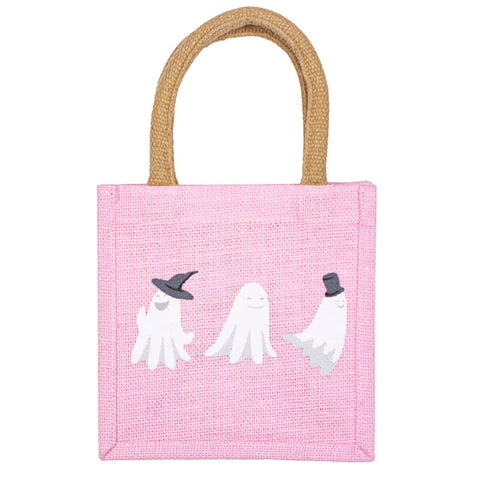 Ghouls Petite Gift Tote, Light Pink White Small Handbag, Perfect for Halloween Surprises, Fun Seasonal Gift Bag Halloween Accessories