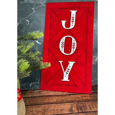 Joy - Barn Door Sign Christmas Wall Décor Red - "O"  