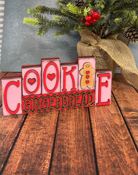 Christmas Mini Word Blocks Christmas Shelf Sitter Cookie  
