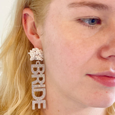 Bride Cutout Acrylic Earrings, Chic Lightweight Wedding Accessories for Brides, Bridal Shower Gift jewelry
